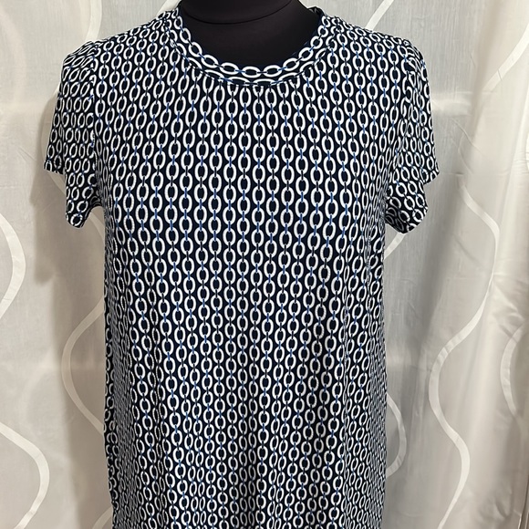 Apt. 9 Navy & White Print, Short Sleeve Shift Dress, Size Small - Picture 2 of 8